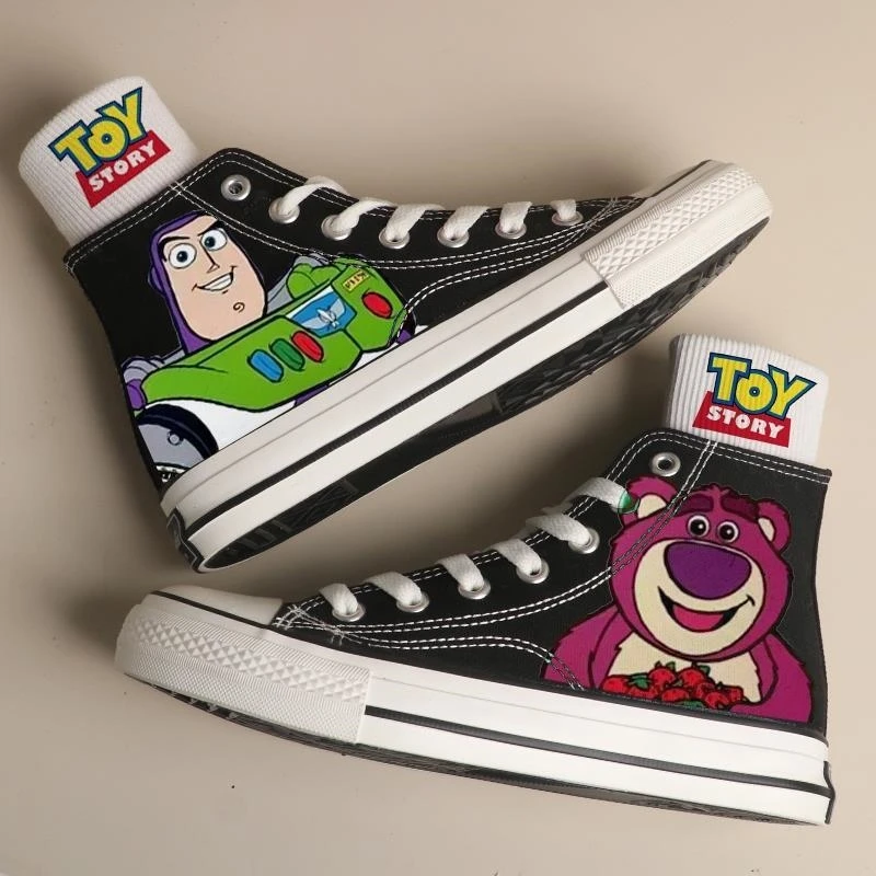 Disney Toy Story Canvas Shoes Cosplay Anime Figure Buzz Lightyear Alien Graffiti Print Sneaker Men Women Casual Cartoon Shoes