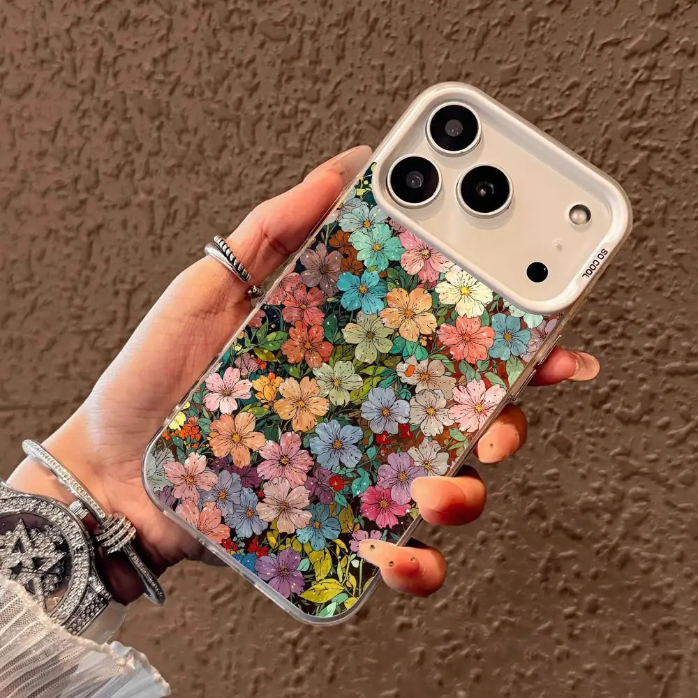 

Colorful floral patterns Phone Case case for iPhone17 16 15 14 13 12 11 Pro/ Max/Plus shock-proof rear cover anti-fingerprint