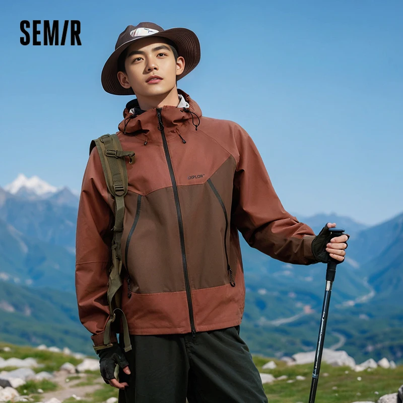 Semir Men Jacket Waterproof Windproof Stain Resistant Hooded Outdoor Clip Jacket Raglan Sleeve Travel Outerwear 2026