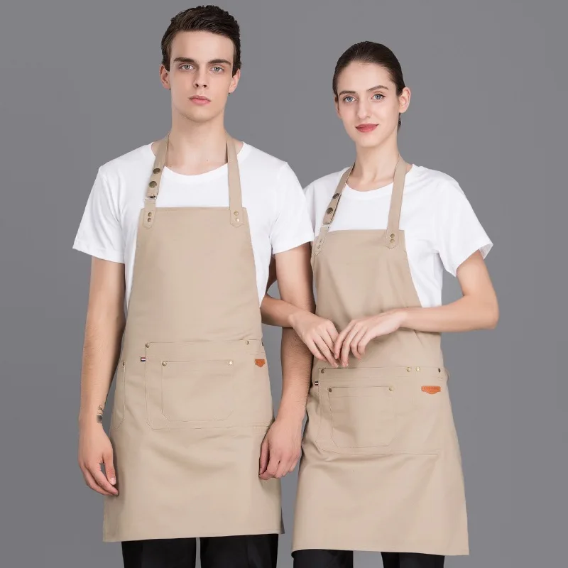 Apron韓国のファッションブラックロングホルターエプロン黒の作業服カスタムapron