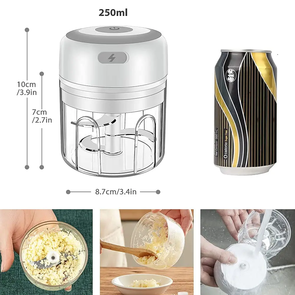 100/300ml mini elétrico alho chopper usb carregamento gengibre masher máquina resistente durável chili vegetal triturador ferramenta de cozinha