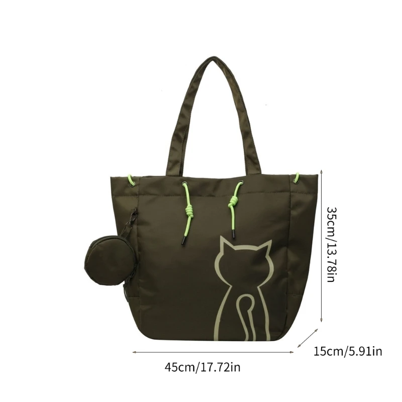 Bolso hombro con estampado gato para mujer, bolso capacidad, bolso compras lona para trabajo