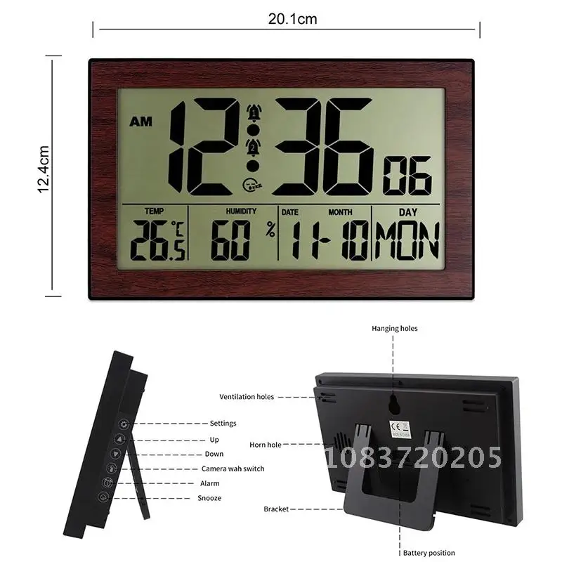 Lcd Digital Clock Large Lcd Display Digital Alarm Clock With Thermometer Wall Clock Dual Alarm Setting Bedroom Decoration