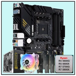 NEW B550 Motherboard Set CPU Ryzen 5 5600G 4650G RYZEN 7 5800X 4750G CPU Cooler 1TB M.2 SSD RAM 4*16G DDR4 3200 Memory 750W PSU