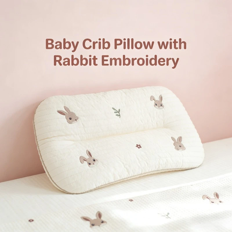 

Четырехсезонная универсальная подушка для новорожденных INS из чистого хлопка с вышивкой, детская впитывающая пот подушка с плоской головкой, корректирующая подушка для младенцев