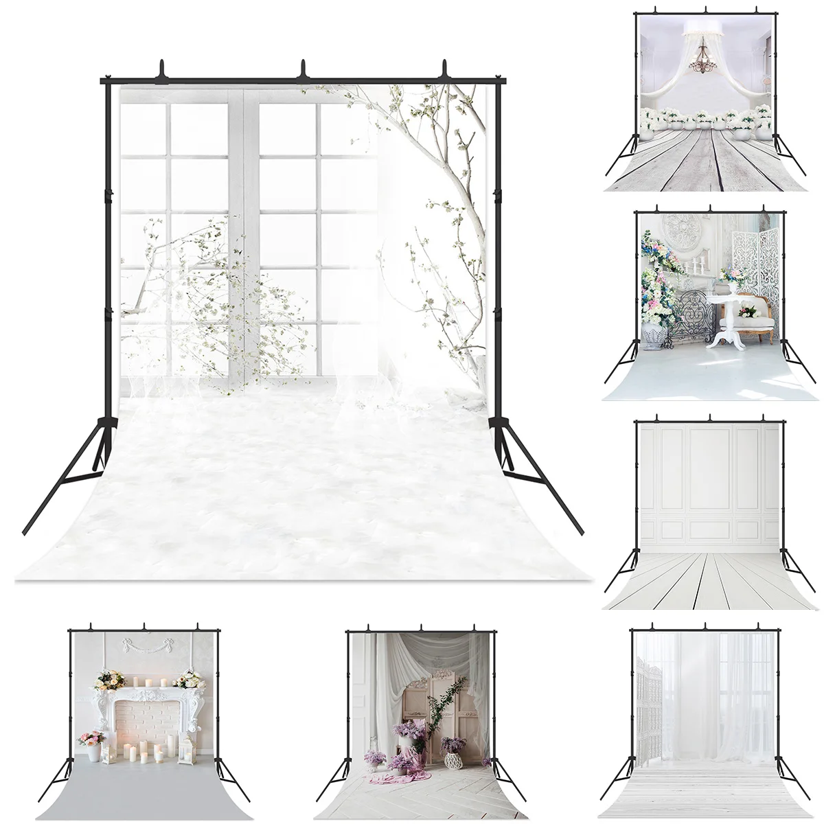 Photography Background White Window Wall Curtain Interior Room Child Portrait Photographic Photocall Backdrop Photo Studio