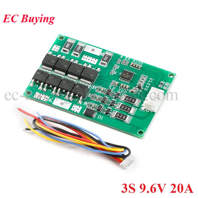 3S 9.6V 20A LiFePO4 18650 Lithium Battery Protection Board Balance 3 Cells BMS PCB Lithium Iron Phosphate Protect Charging Modul