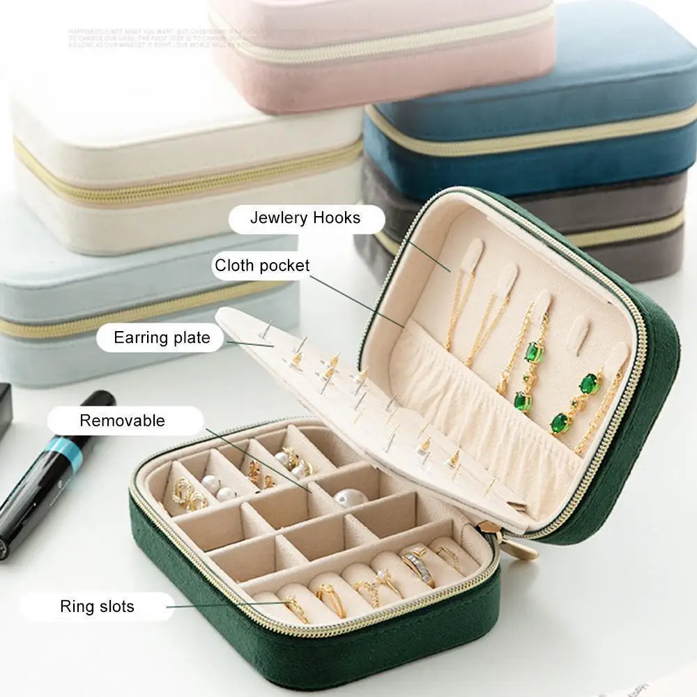 Double-Layer Large-Capacity Jewelry Box Velvet Ring Earrings Bracelet Pendant Storage Box Travel Portable Jewelry Case Organizer