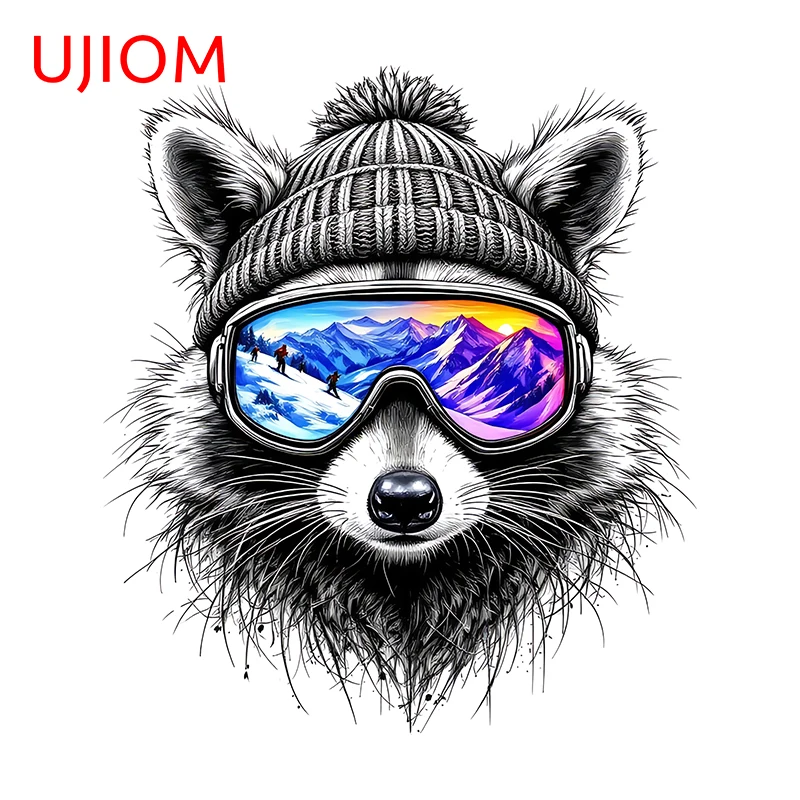 UJIOM Skibrille Waschbär Snowboarder Wandaufkleber Mode Graffiti Schlafzimmer Fensteraufkleber Sonnenschutz Trendiges DIY-Zubehör