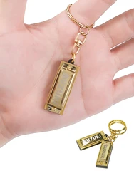 Suzuki Mini Harmonica Keychain, dourado instrumentos de sopro presente, 5 buracos, 10 tons, chave de C