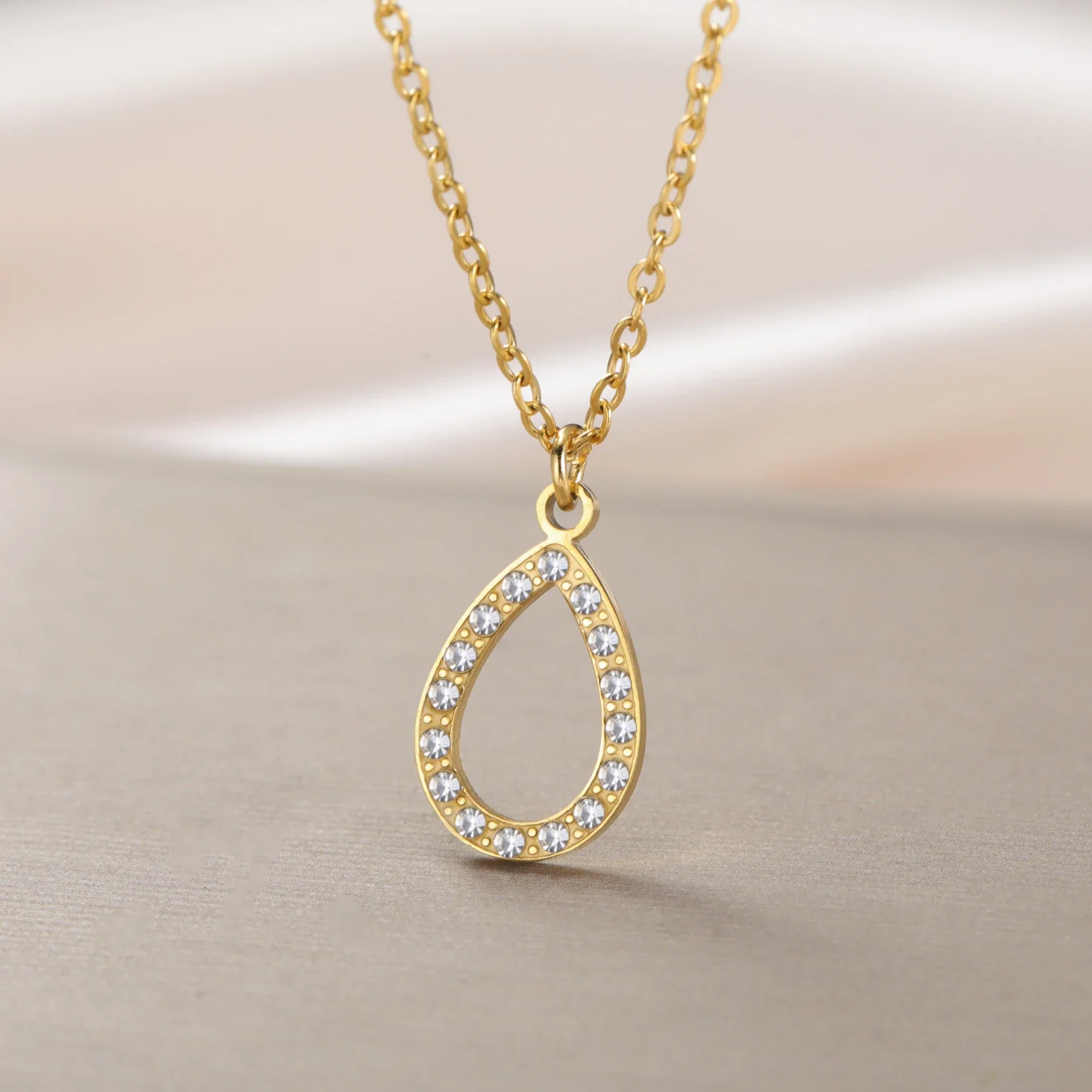 

Cazador Gold Color Clear Zircon Water Drop Pendant Necklaces for Women Stainless Steel Jewelry Party Wedding Birthday Gift 2025