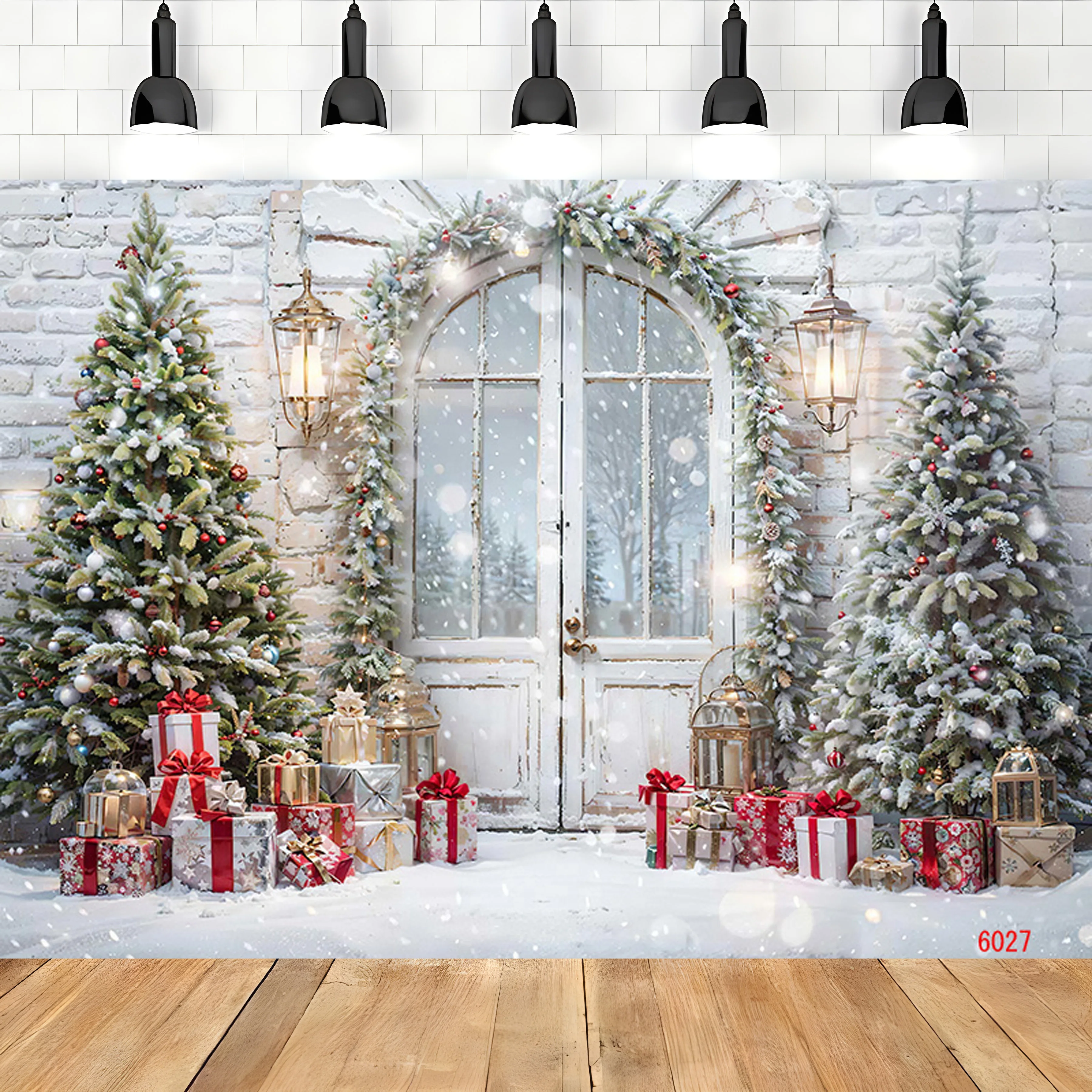 Winter Wonderful Christmas Day Flower Wreath Photography Backdrops Props Indoor DecorationXmas Eve New Year Background RD-105