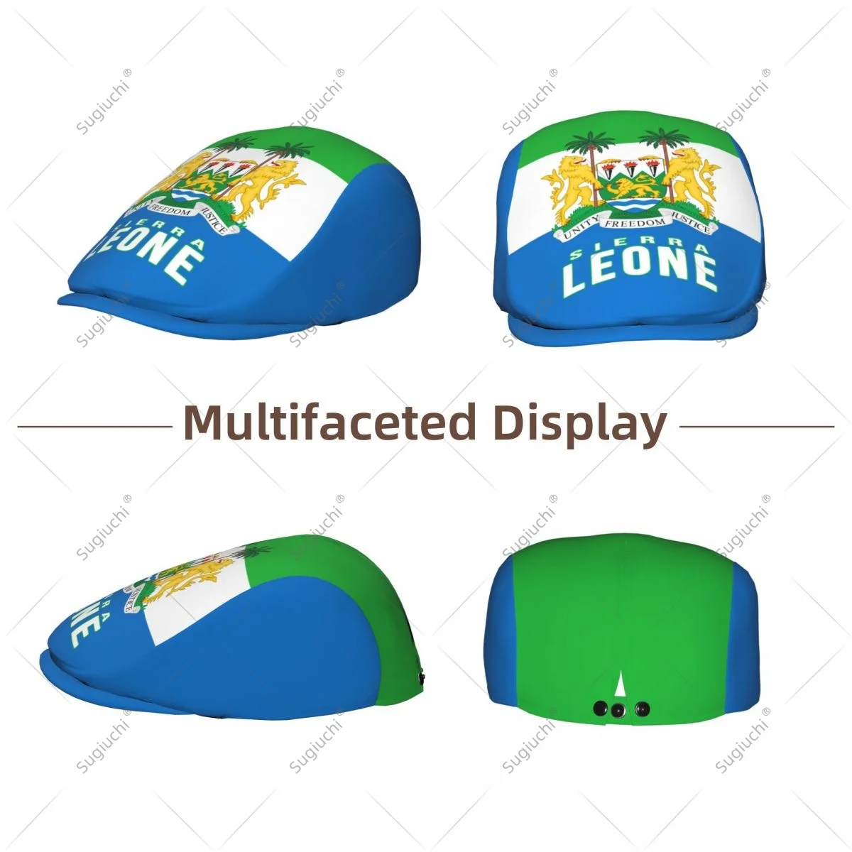Forward cap Sierra Leone Flag Men Women Flat Newsboy Driving Hat Cap Short Brim for Driving Daily visors hat