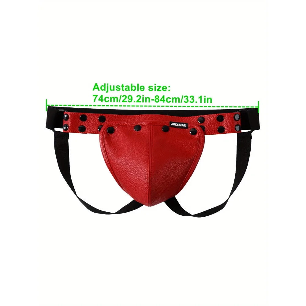 JOCKMAIL Mens Adjustable Low Waist Underwear Thong   with Removable Scrotal Pouch - Sexy Pink Black Bikini Underwear for Parties