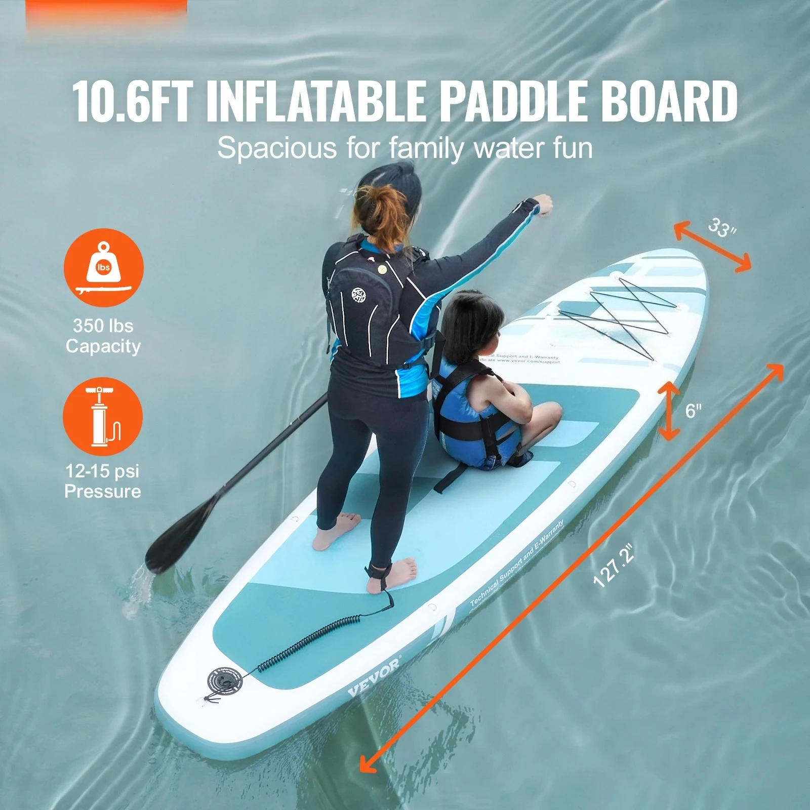 Inflatable Stand Up Paddle Board with SUP Board Pump Paddle Fin Phone Bag Backpack Ankle Leash Repair Kit Non-slip Deck