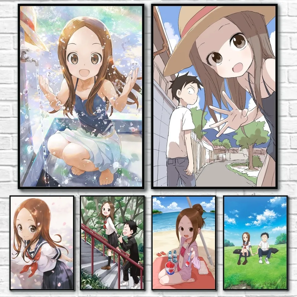 1pc Anime T-Teasing Master Takagi-san Poster Sticky Wall Art Printing Waterproof Home Living Bed Room Bar Aesthetic Decor