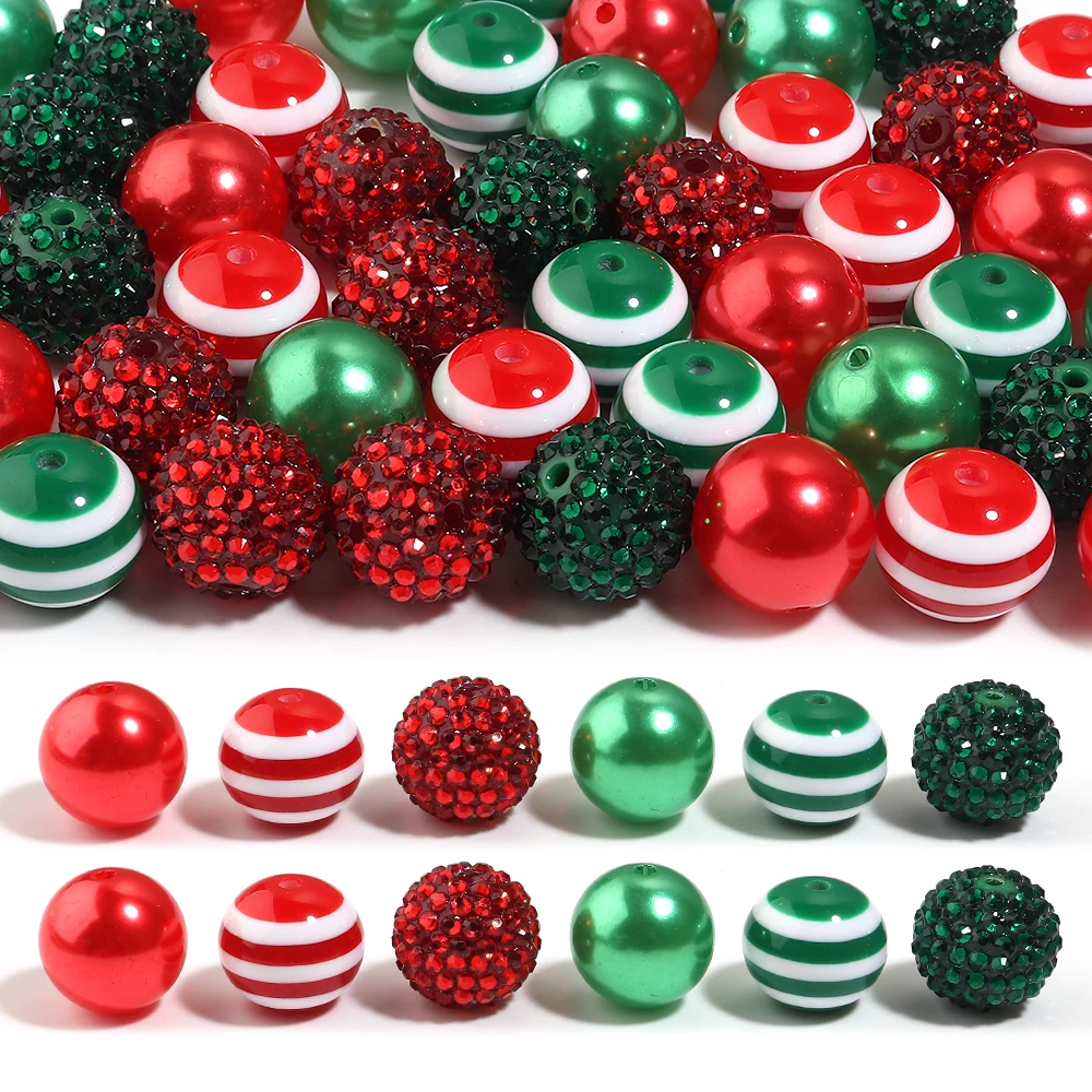 12/24 Stück 20mm Gemischte Runde Acrylperlen Lose Abstandsperlen DIY Bastelzubehör Schlüsselanhänger Armband Weihnachtsgeschenk Schmuckherstellungszubehör – Detail 1