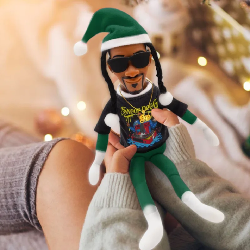 New Snoop Dogg Snoop on a Stoop Christmas Elf Doll 12” Plush Toys Shelf Decor Includes Elf Toy Tshirt Sunglasses and Necklace