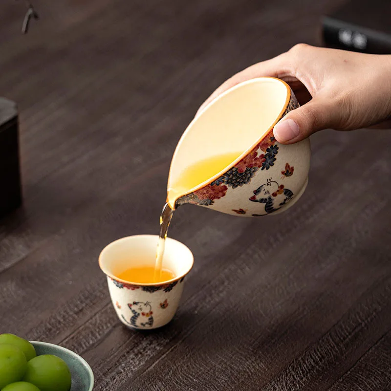 Kitten Fragrance Half Moon Pitcher Gong Dao Bei Rock Mine White Ceramic Tea Cup Pot Kung Fu Utensils Serving