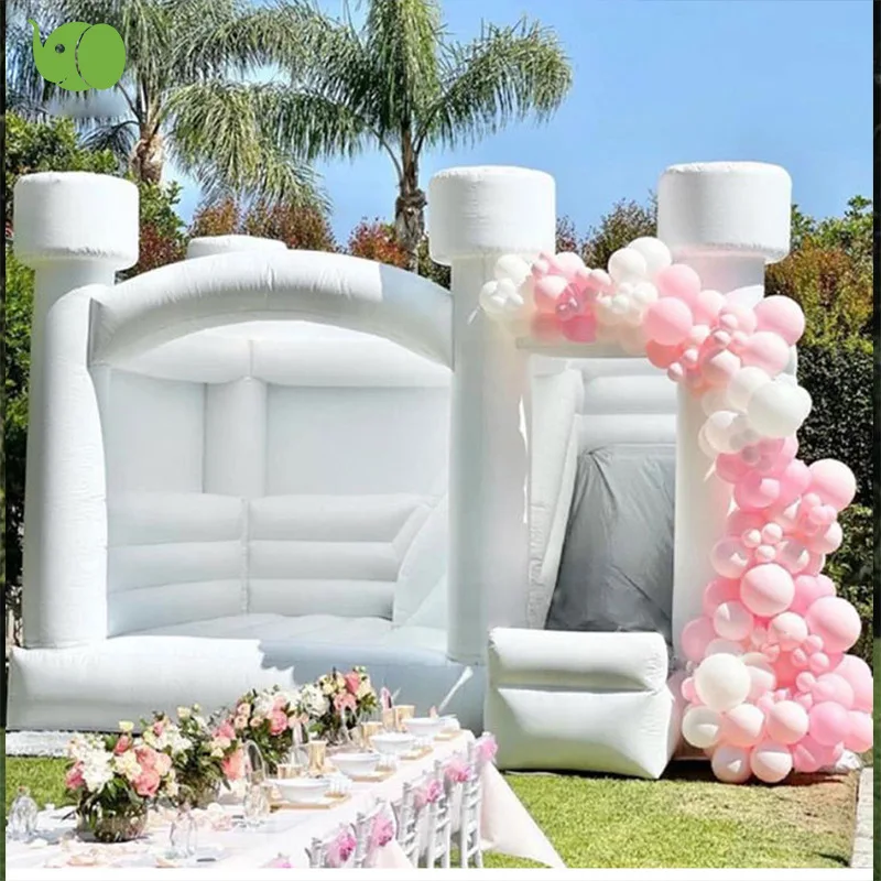 White Bounce House, Kids Inflatable Bounce House Party Favors with Hair Dryer White Castle Wedding Decoration for Outdoor Play