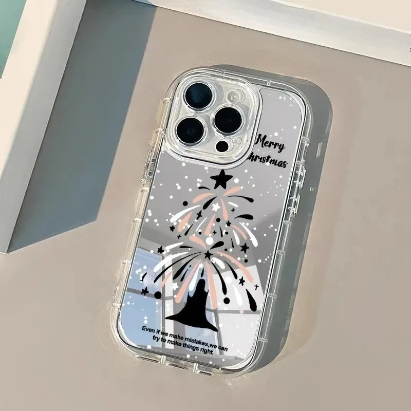 

Cute Christmas Tree Mirror Phone Case For Huawei Nova 7 6 5 Pro SE Y90 Y73 Y72 Y72S Y63 Y60 4 5G 4G Cartoon Shockproof Cover