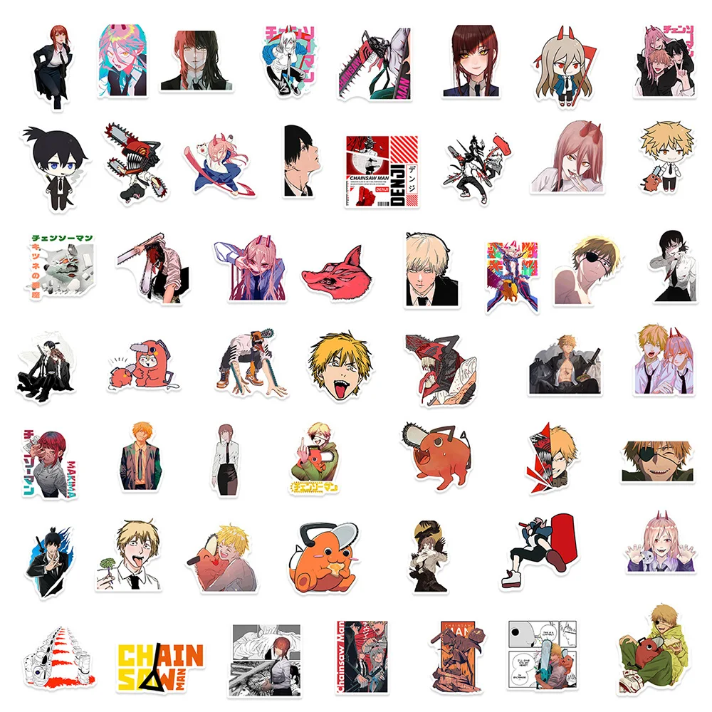 10/30/50/100pcs Anime Chainsaw Man Stickers Cool Denji Makima Cartoon Waterproof Sticker Decals Graffiti Water Bottle Laptop Car