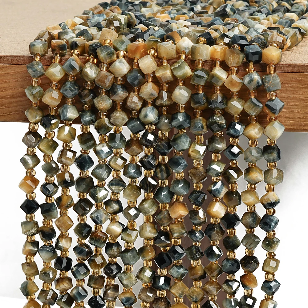 Natural Stone Beads﻿ Golden Blue Tiger Eye Loose Spacer Strands For Jewelry Making Diy Bracelt Necklace Accessory Findings