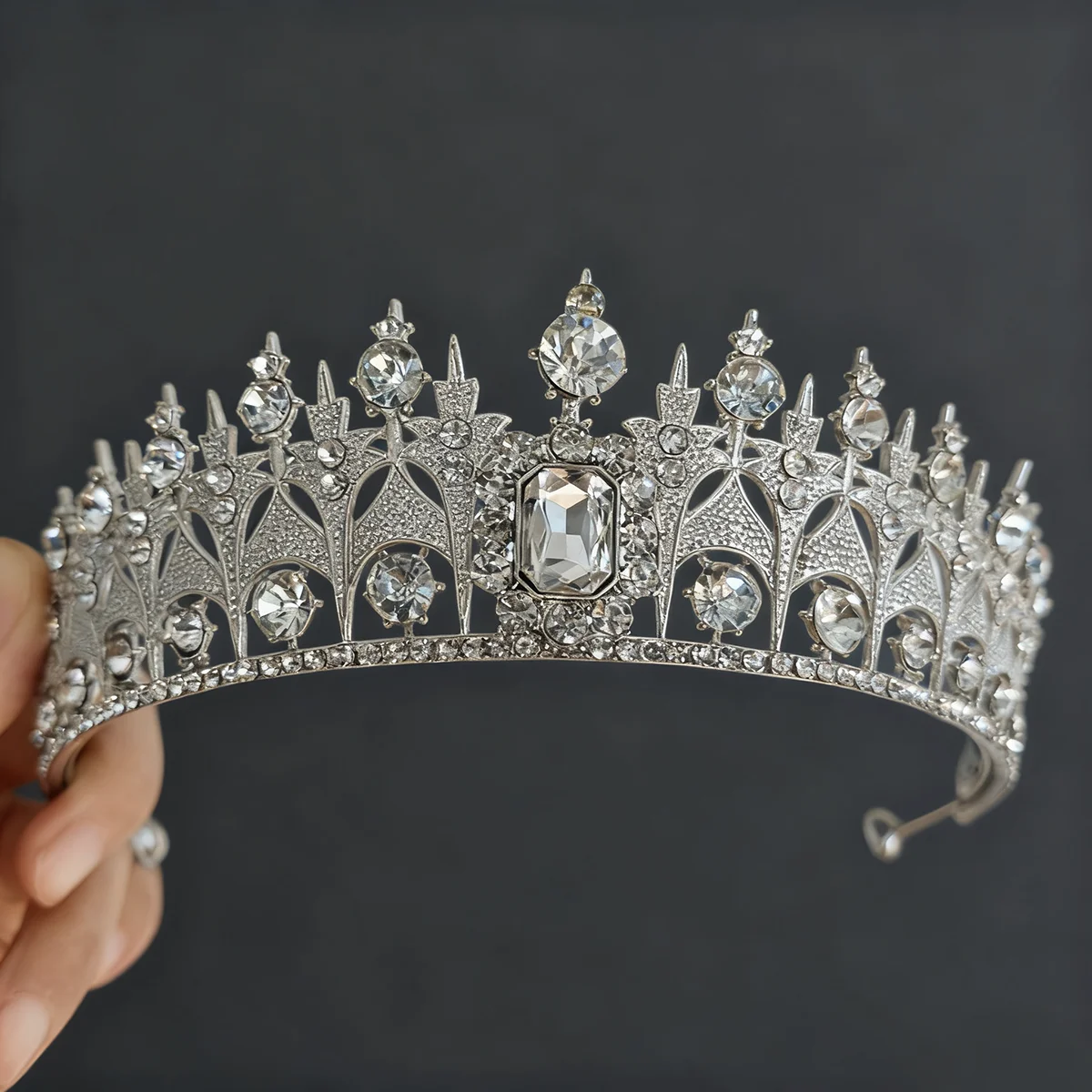Princess Style Rhinestones Bridal Hair Crown European Royal  Hair Accessories for Wedding Makeup Photography Dress Gown