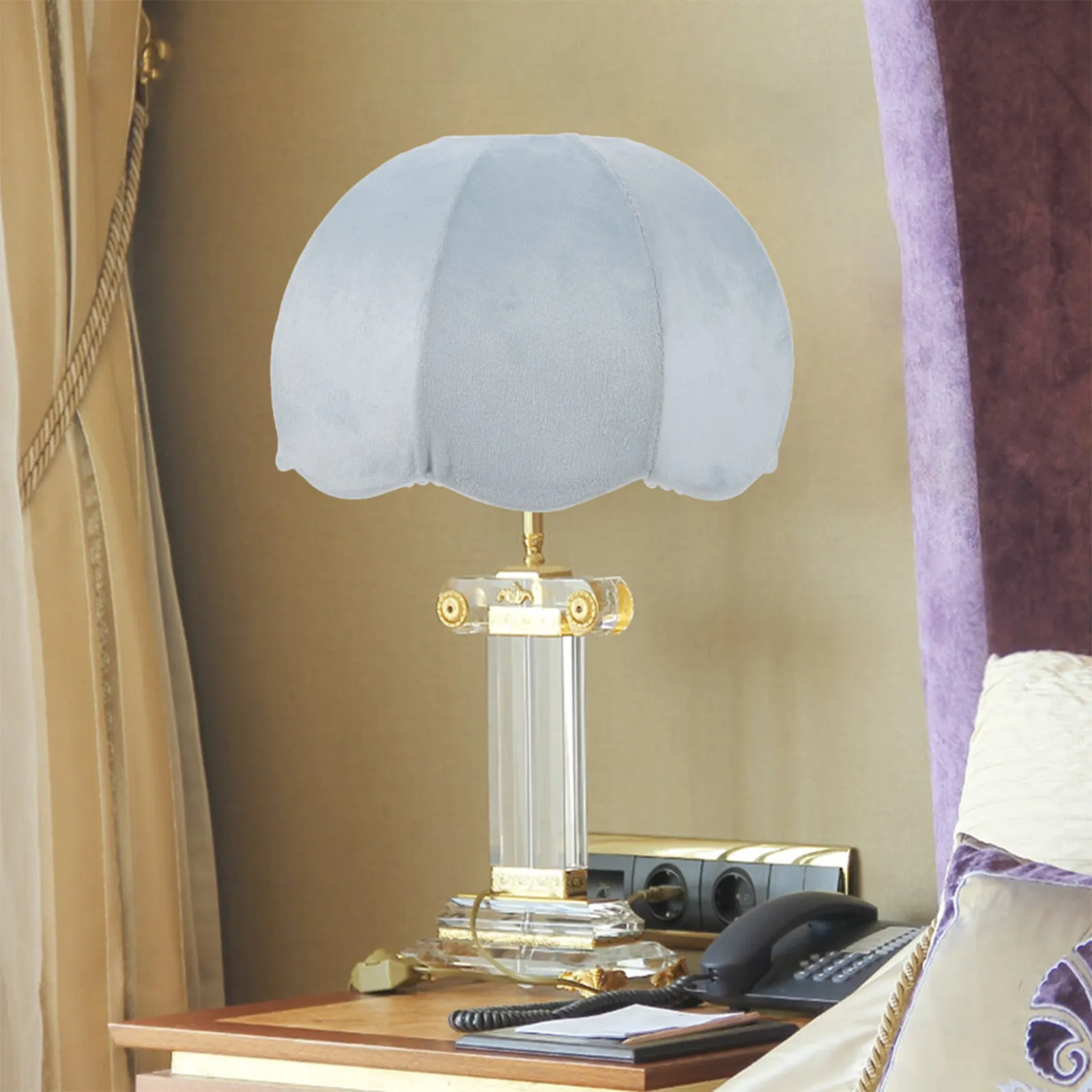 

Vintage Pumpkin Cloth Lamp Shade European Style Bedside Table Lamp Cover Durable Metal Frame Indoor Decorative Light Accessory