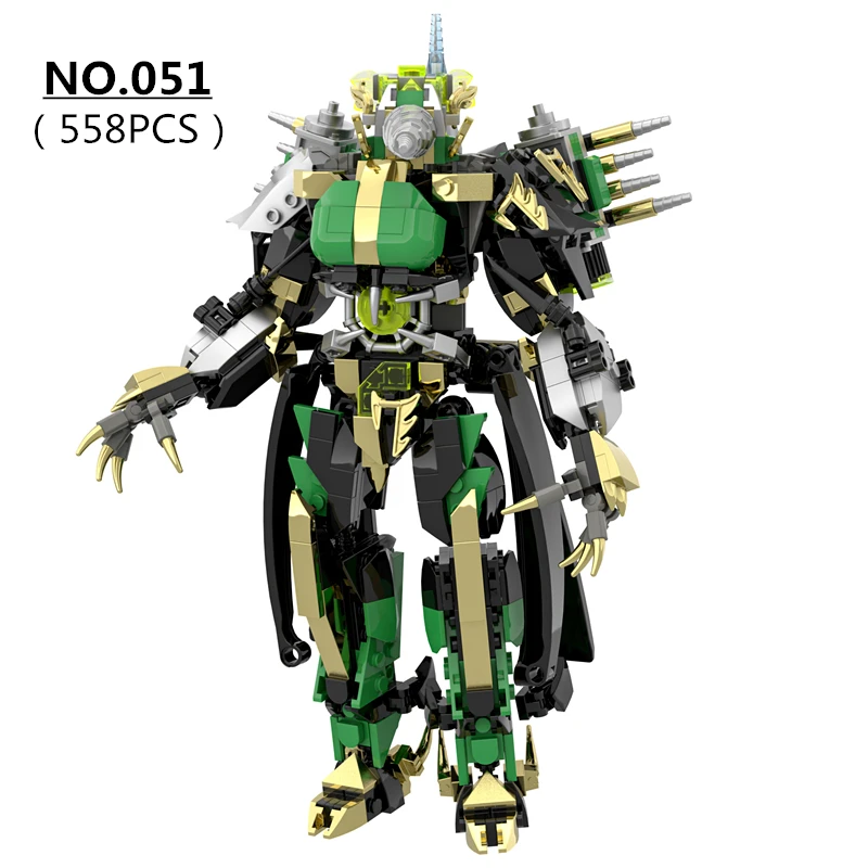 558pcs/set Skibidi Toilet Green Titan Pencil Man Woman Martial God Building Blocks DIY Mecha Bricks Toys For Boys Christmas Gift