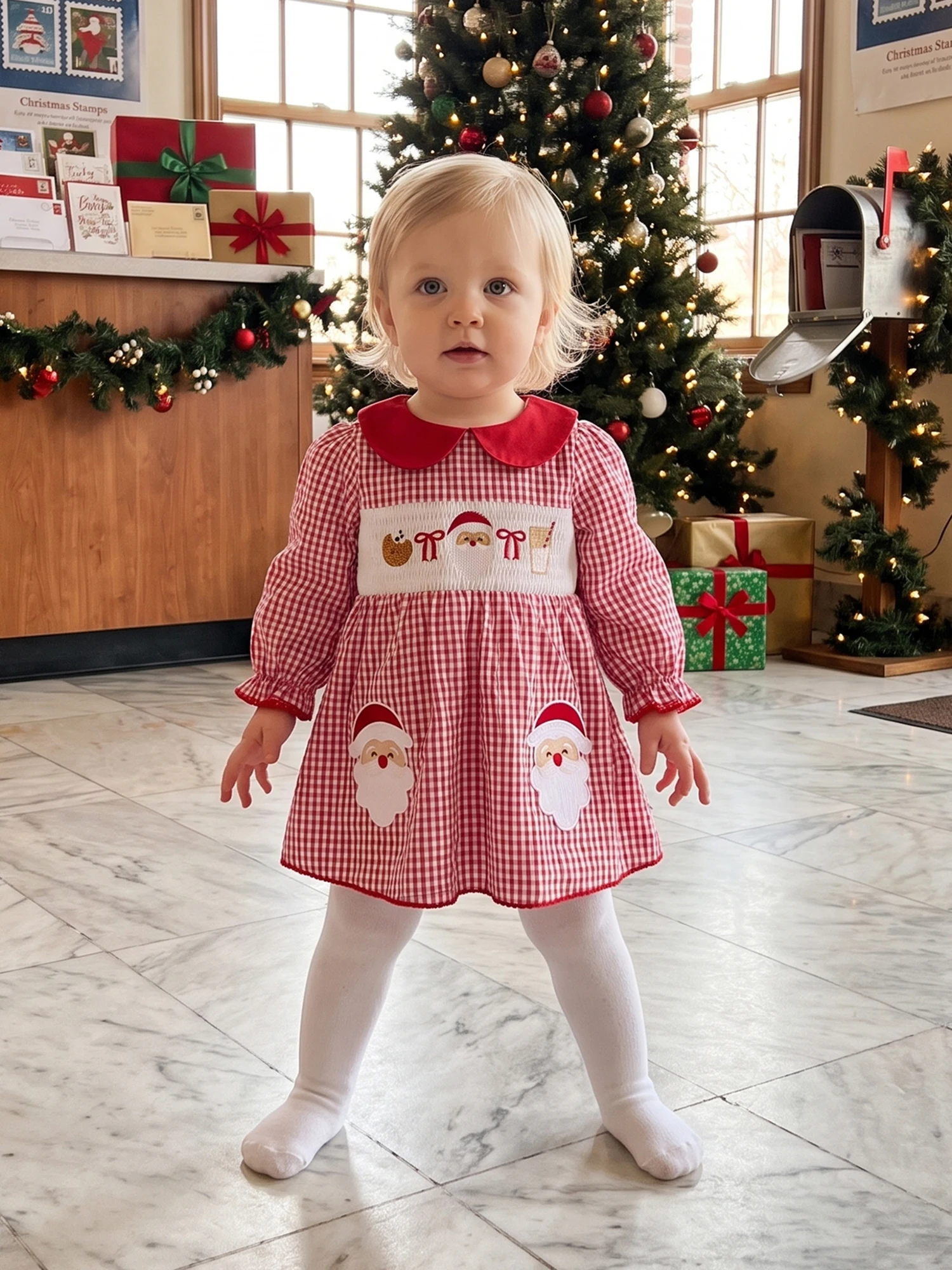 Collar Puff Doll Collar Puff Puff Long Romper Dress Doll Christmas-Romper Infant Girl Christmas Christmas Romper Dress