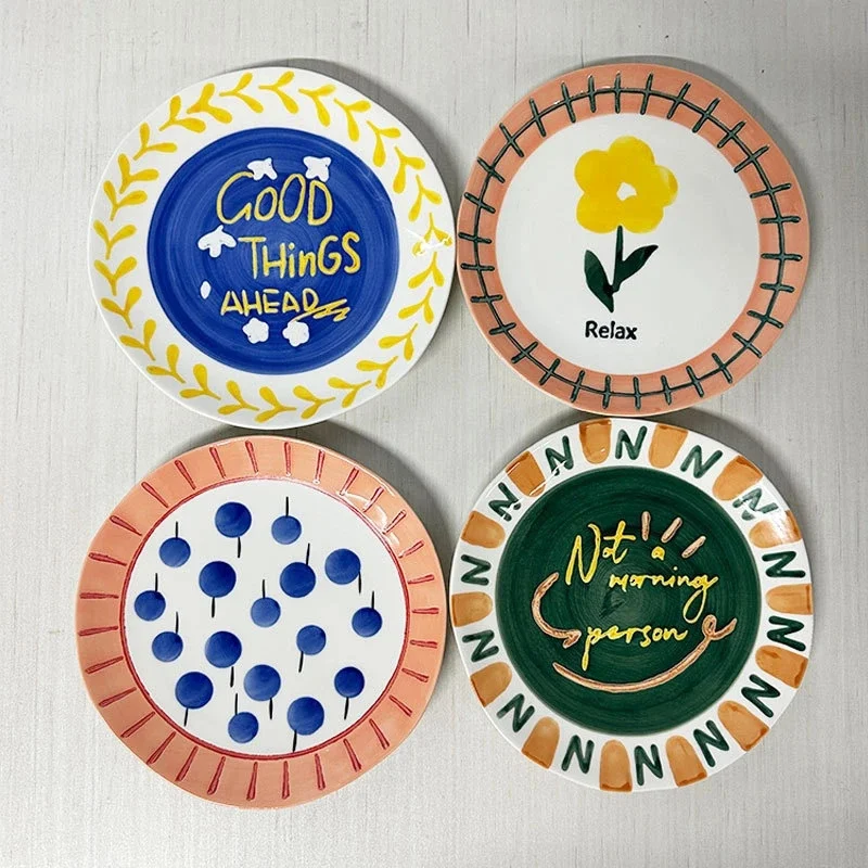 

Ручная роспись, необычная керамическая тарелка для сервировки десерта, поднос, настенный декор, украшение для дома, декор для входа, ремесло