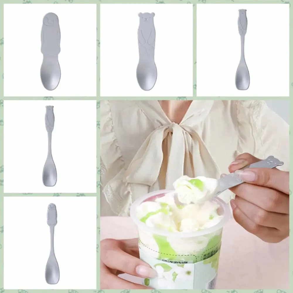 

Household Aluminum Ice Cream Spoon Japan Penguin/bear Pattern Dessert Spoon Silver Self-melting Type Coffee Spoon Pudding