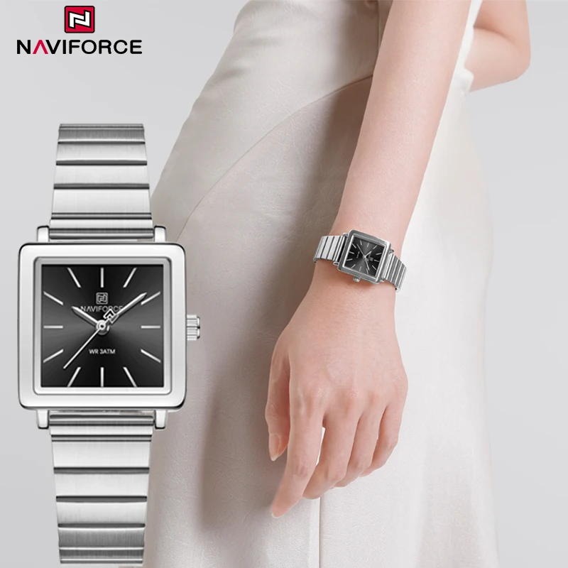 NAVIFORCE Female Wild Wristwatch Fashion Gifts for Girl Quartz Stainless Steel Strap Lady Watch 3ATM Waterproof Women Clock 2024