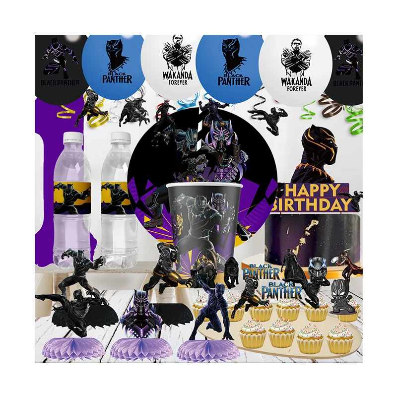 

BEAST KINGDOM Black Panther movie theme birthday party decorations stickers balloons children back to school baby shower supplie