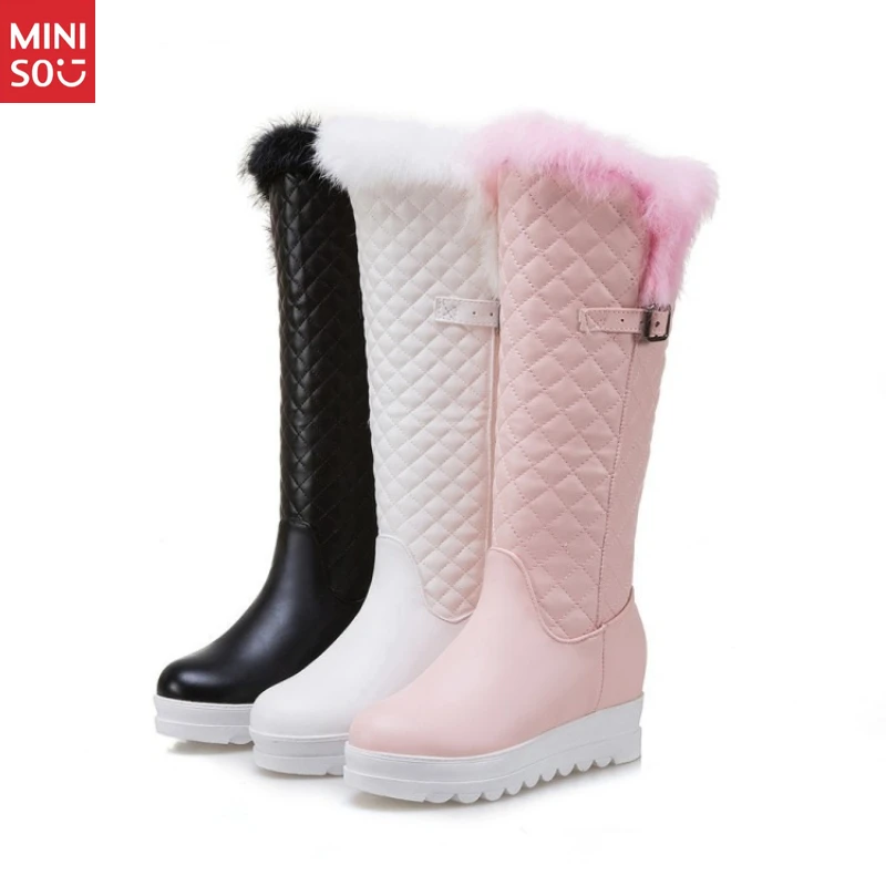 حذاء مينيسو للطلاب للثلج لشتاء 2025 |   زيادة الكعب المتوسط والارتفاع (مقاس 33-44) |   الأحذية العصرية ذات القطع العالية