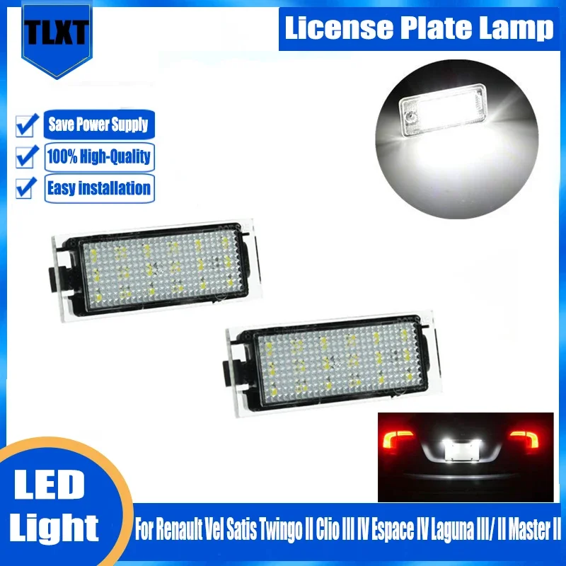 For Renault Vel Satis Twingo II Clio III IV Espace IV Laguna III/ II Master II Megane II/ III Car License Plate Lamp LED Lights