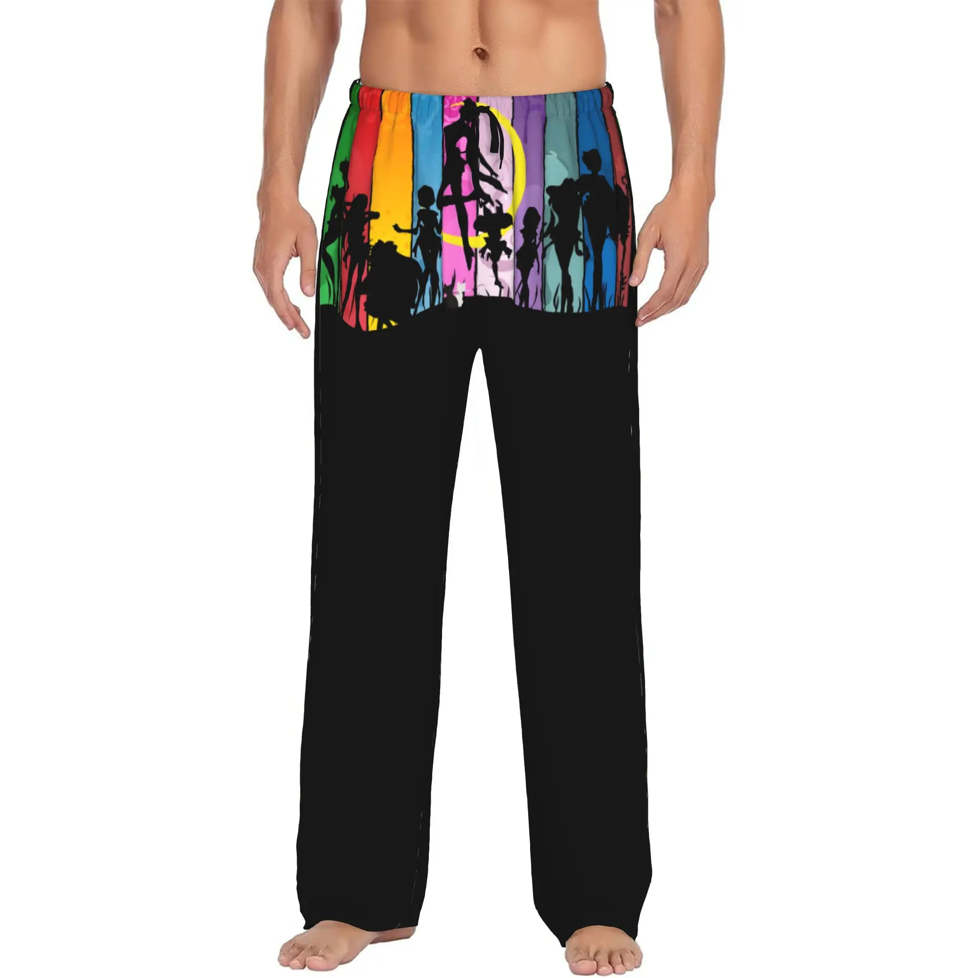 Custom Men's Sailored Anime Mooned Pajama Pants Printed Usagi Tsukino Sleep Sleepwear Bottoms with Pockets