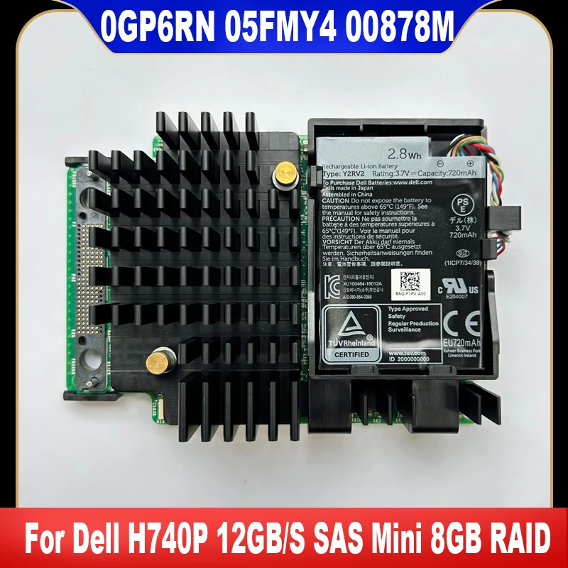 For Dell R640 R740 H740P 12GB/S SAS Mini Mono 8GB NV Cache RAID Controller 0GP6RN GP6RN 05FMY4 5FMY4 00878M 0878M 100% Tested