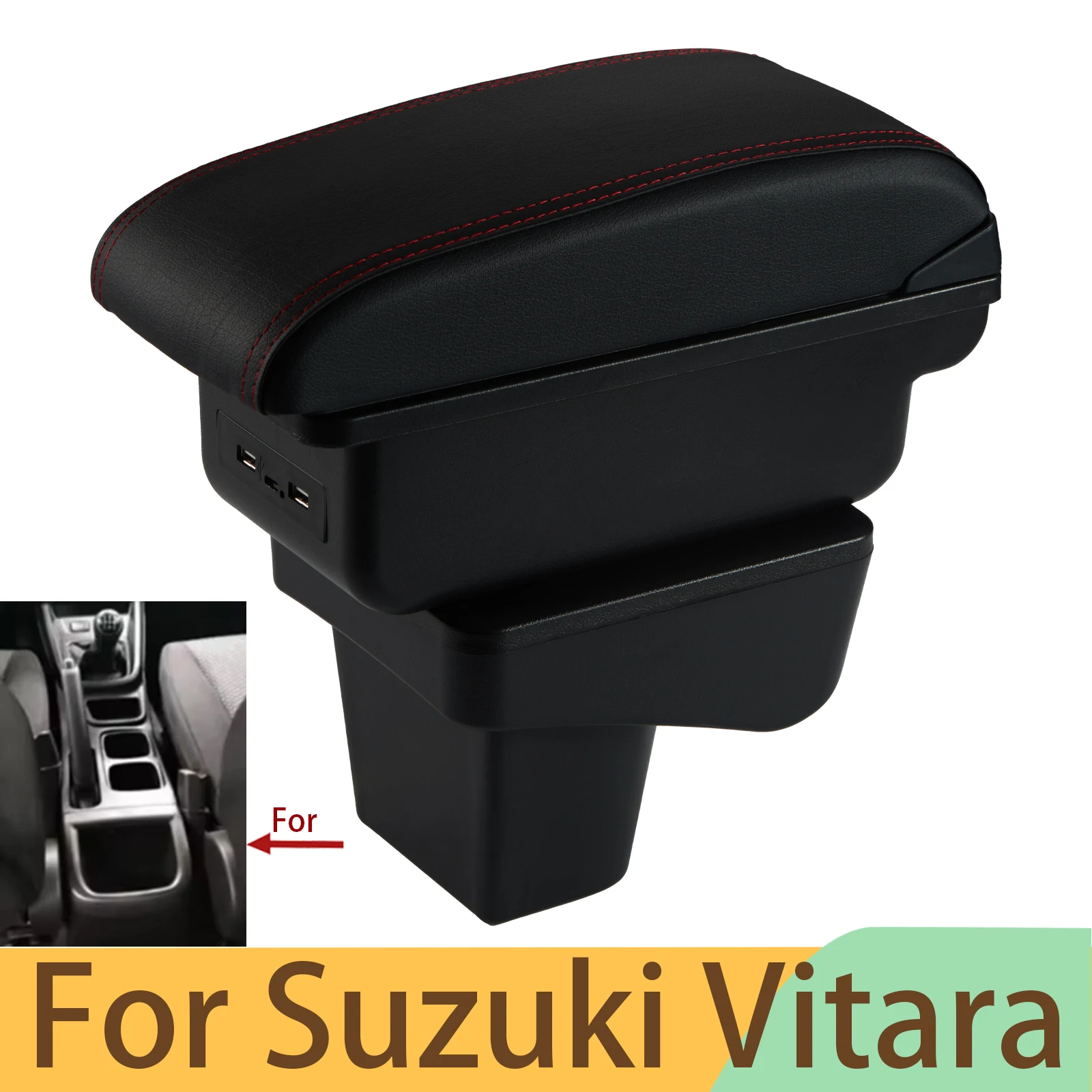 

Для Suzuki Vitara подлокотник, центральный магазин, содержимое, подлокотник для хранения, аксессуары для модификации автомобиля, интерьер, выдвижная кожа