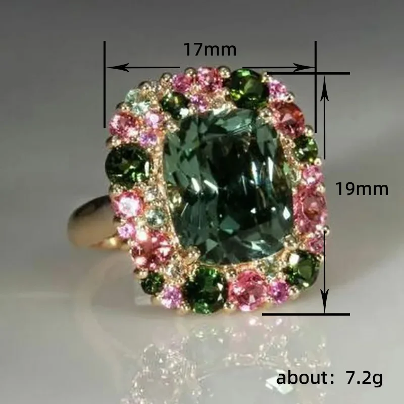 2024 Newly Colorful Green Cubic Zirconia Rings for Women Special-interested Wedding Party Gorgeous Accessories Female Jewelry