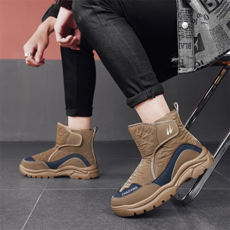 STRONGSHEN Winter Men Snow Boots Outdoor Warm Plush Waterproof Anti Slip Ankle Boots Male Casual Shoes Winter Mens Sneakers