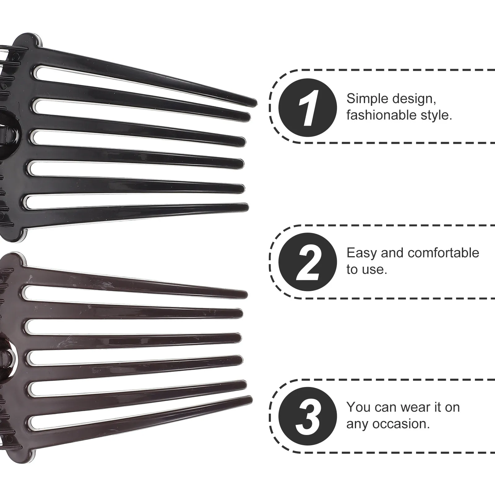 

4Pcs Insert Comb Ponytail Hair Comb Fountain Headpiece Simple Styles Women Hair Accessories for Casual Wedding Prom Black Coffee