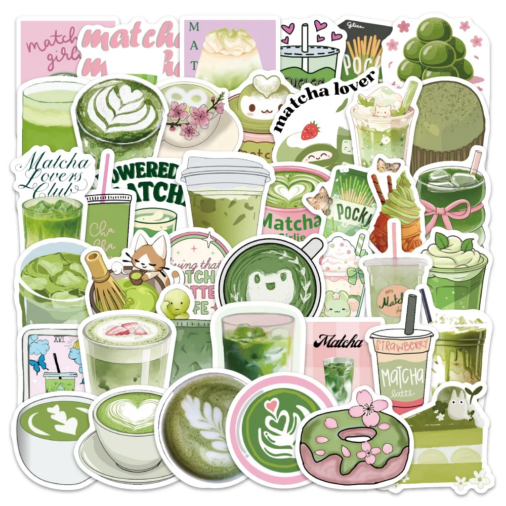 

60PCS Cute Matcha INS Style Stickers Creative Doodle Decals Kids Toy Gifts DIY Fridge Bike Desk Bookshelf Decorative Stickers