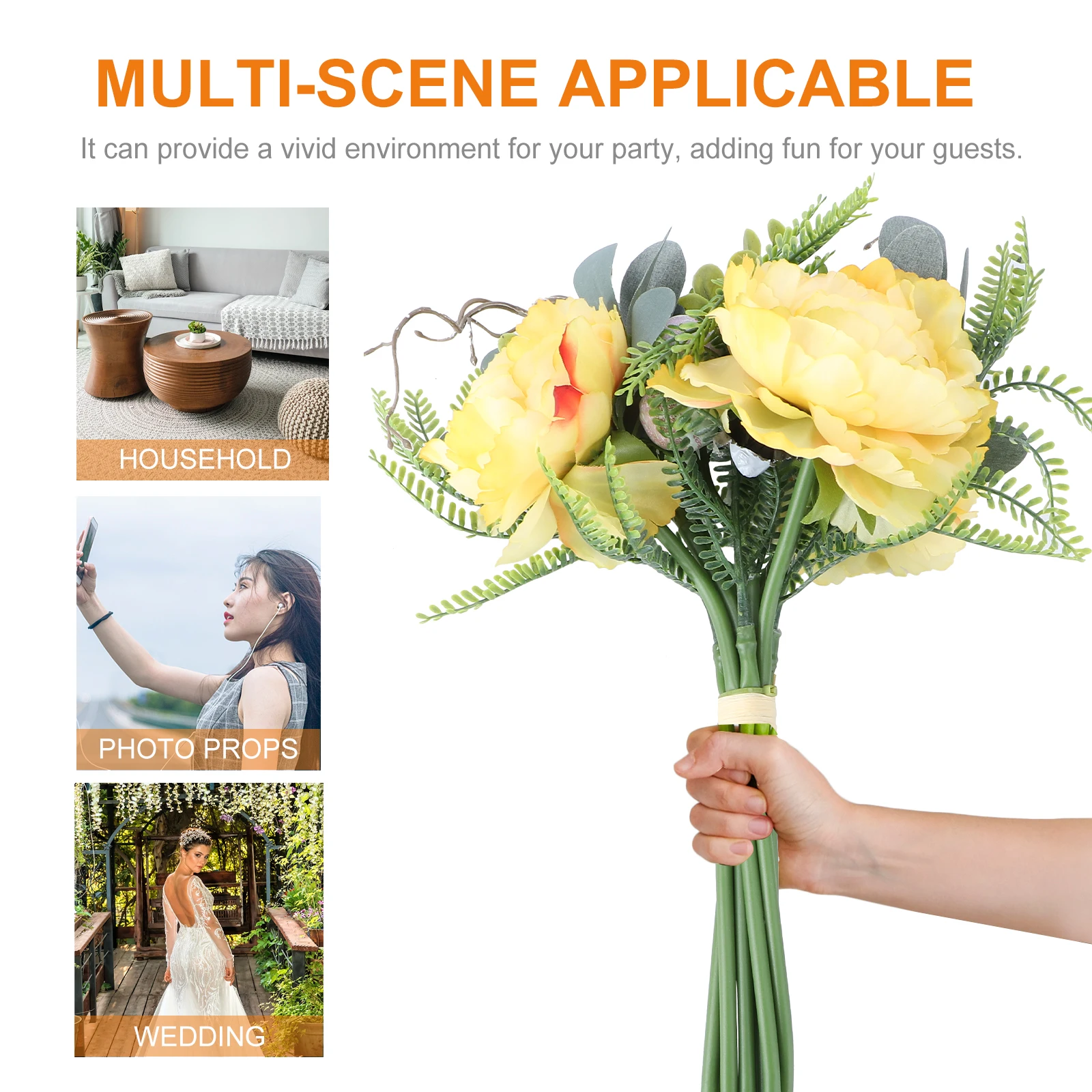 

1pc Premium Lifelike Wedding Bouquet Bridal Hand Flower Floral Arrangement Party Supply Photography Props Decoration