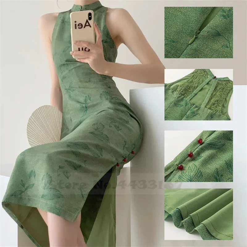 

Modern Cheongsam Women Chinese Style Traditional Dress Floral Print Flower Qipao Elegant Sexy Vestido Elegant Oriental Clothes