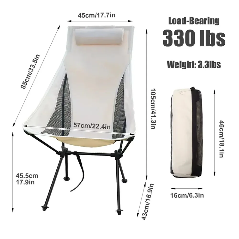 New 2nd Generation Heightened Outdoor Breathable Moon Chair, Lightweight Portable Space Folding Chair
