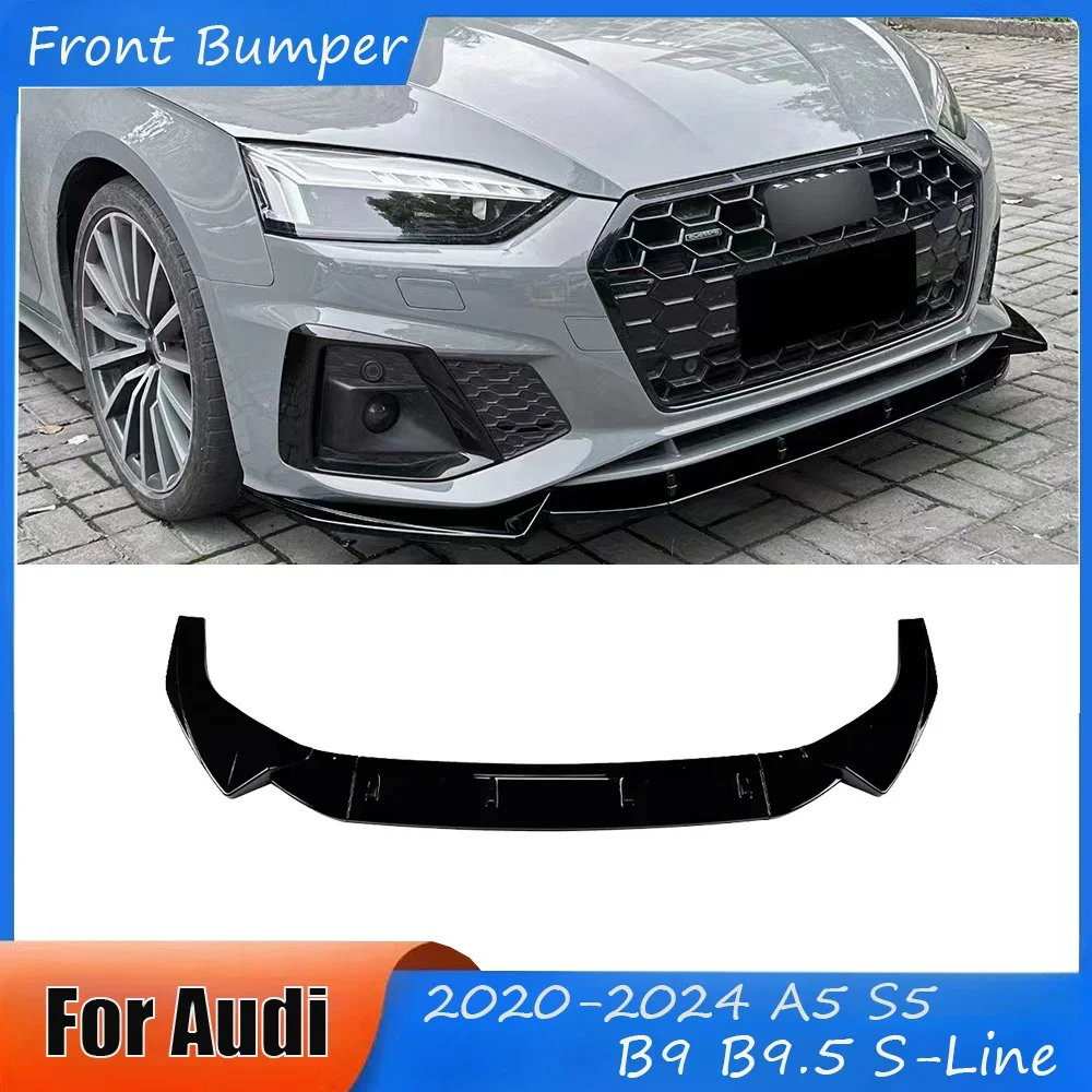 Car Front Bumper For Audi 2020-2024 A5 S5 B9 B9.5 S-Line Lip Spoiler Splitter Diffuser Retrofit External trim Body kits