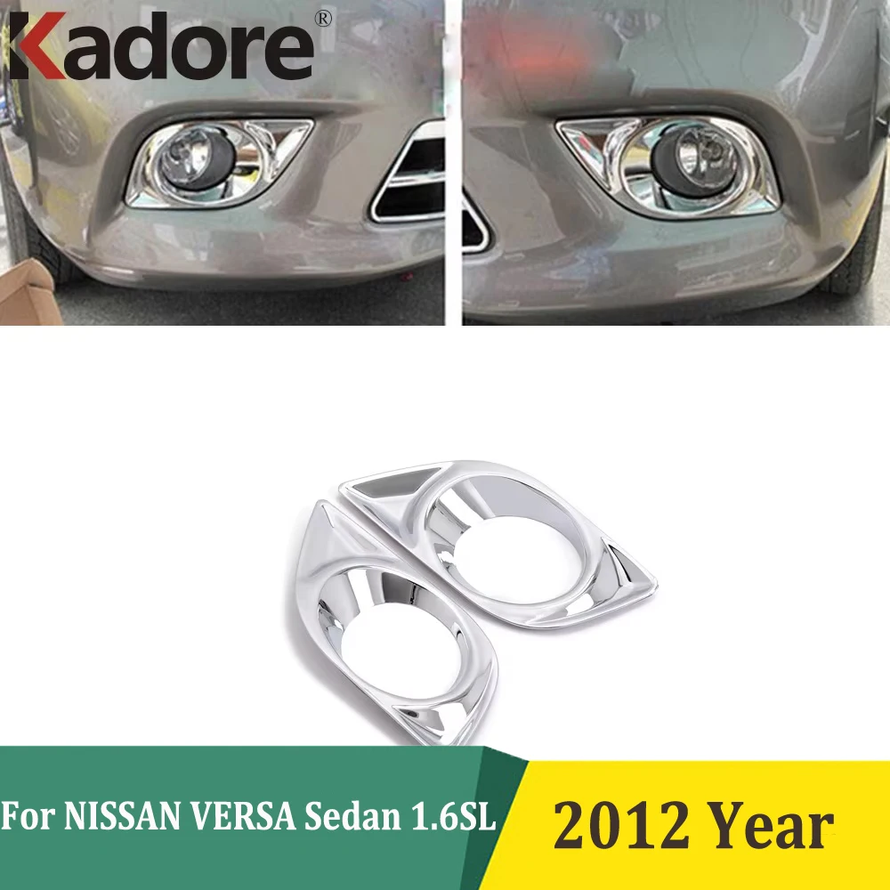 

For NISSAN VERSA 2012 Sedan 1.6SL Chrome Front Fog Light Lamp Cover Trim Head Foglight Shade Hood Auto Exterior Accessories