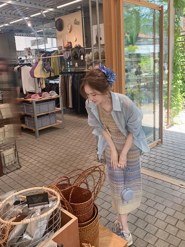 

Женская повседневная летняя рубашка ForeverKid Sea Salt Clear из лиоцелла с нежным градиентным волнообразным узором, защита от солнца